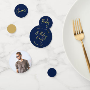 Confettis Quarante   Gold & Navy Modern 40th Birthday Party