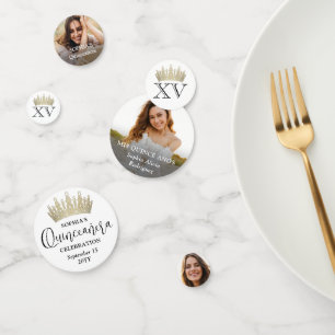 Confettis Quinceañera Photos & Gold Crown Mis XV Chic Modern