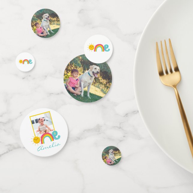 Confettis Rainbow Sun photo de premier anniversaire (Groupe)