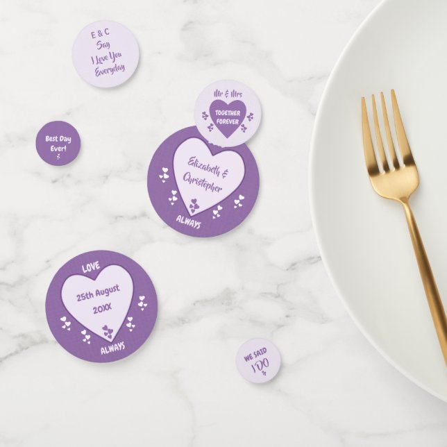 Confettis Réception de mariage Purple et Lilac coeurs table (Groupe)
