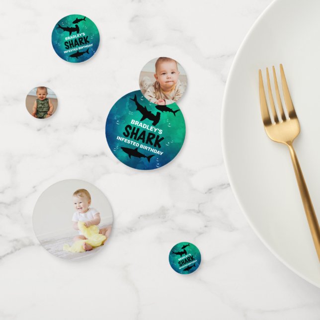 Confettis Requin infecté à tout âge Anniversaire Photo (Groupe)