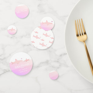 Confettis Requins mignons et Océan rose blanc   BABY SHOWER