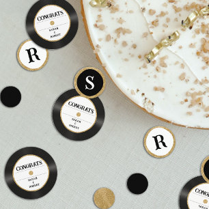 Confettis Retro Gold Parties scintillant Vinyl Record Monogr