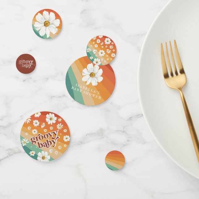 Confettis Retro Rainbow Seventies Stripes | Fleur de marguer (Groupe)