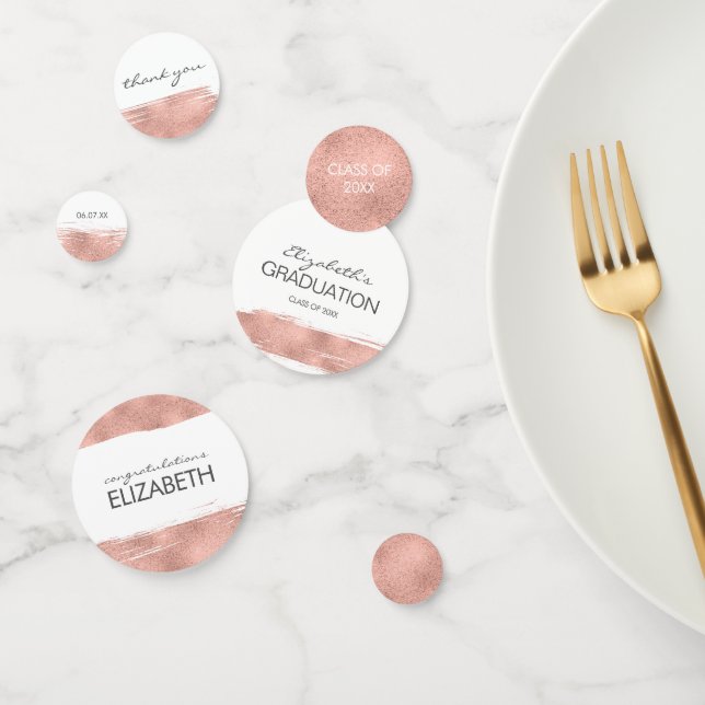 Confettis Rose Gold Brushstroke Graduation (Groupe)