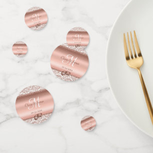 Confettis Rose Gold Monogram Parties scintillant Mariage élé