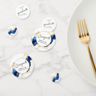 Confettis Royal Bleu Jaune Or Élégant Graduation