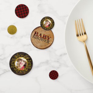 Confettis Russe Buffalo Plaid PHOTO Gold Red Monogramme
