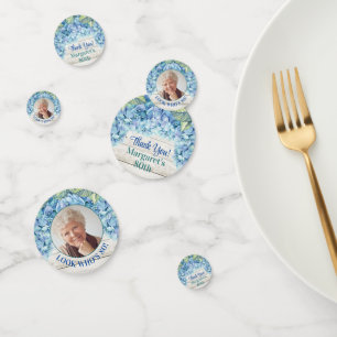 Confettis Rustic Blue Hydrangea Photo 80e anniversaire