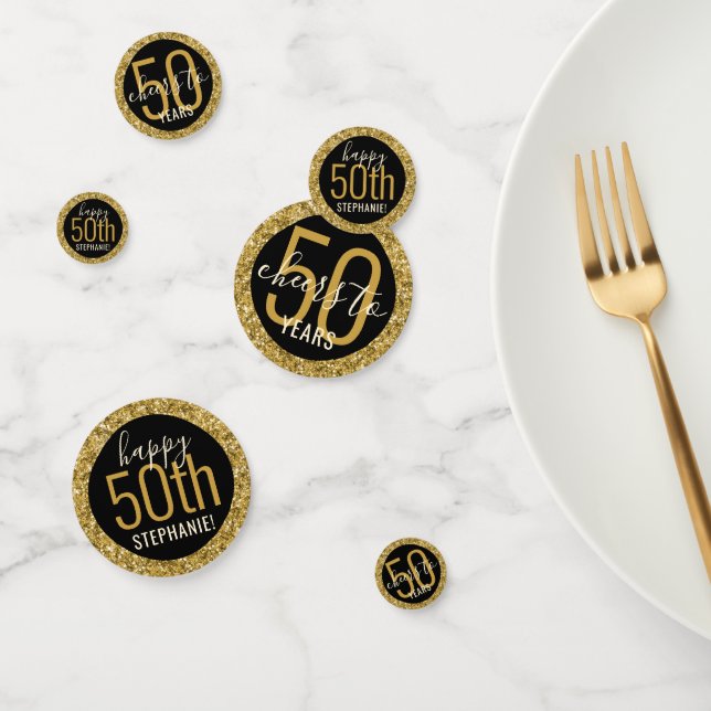 Confettis Salue Chaque année Anniversaire Black Gold Parties (Groupe)