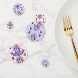 Confettis Shabby Pansy Rose Floral Party Purple Stripe Confe