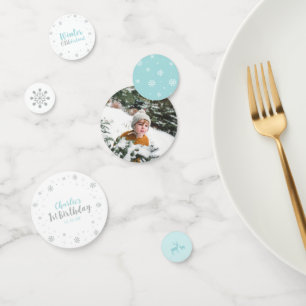 Confettis Silver & Blue Winter Wonderland Garçon 1er anniver