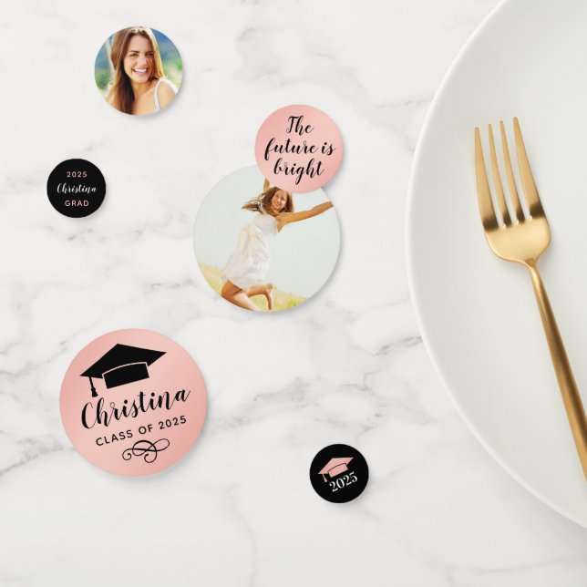 Confettis Soirée Rose Gold Photo Custom Graduation Party 202 (Groupe)