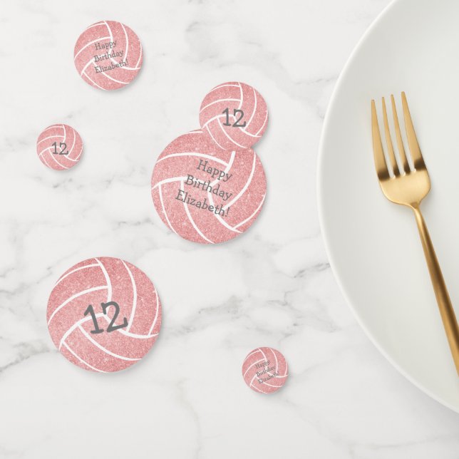 Confettis sport féminin rose fête d'anniversaire volley-ball (Groupe)