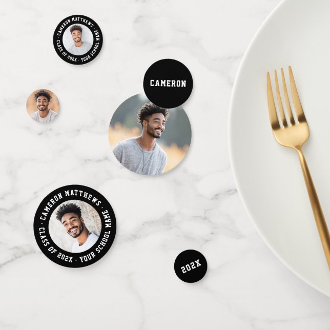 Confettis Student graduation modern black photo (Groupe)