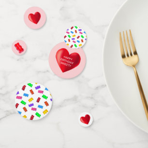 Confettis Sucreries et cœurs multicolores