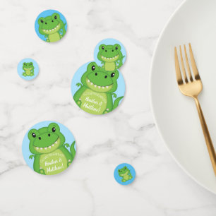 Confettis T-Rex Dinosaur Baby shower Bleu