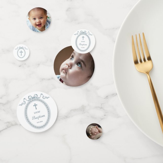 Confettis Tableau de Baptême du cadre grec Dusty Blue Bow (Groupe)