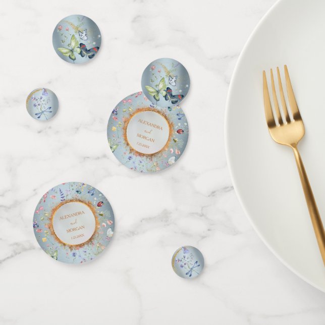 Confettis Tableau Mariage Fleur sauvage élégant bleu (Groupe)