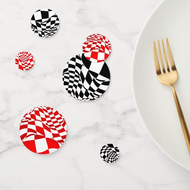 Confettis Tablefetti - Drapeau À damiers rouge/noir modifié (Groupe)
