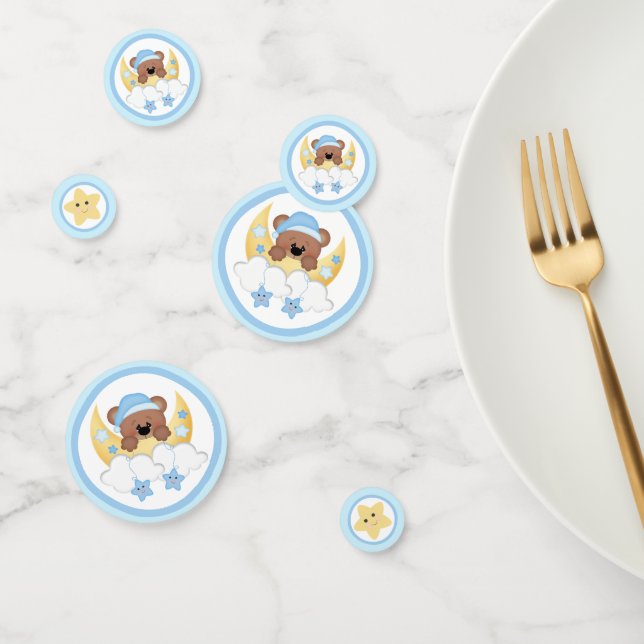 Confettis Teddy Bear Lune Nuages Stars Baby Boy Douche (Groupe)