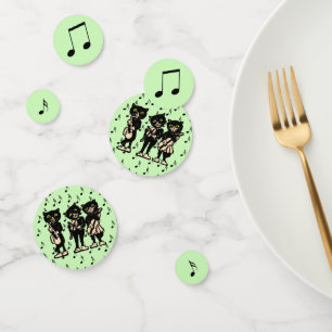 Confettis The Black Cat Musicians Music Notes vertes