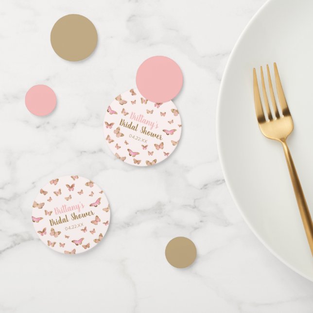 Confettis Thème Papillon Brun Rose pour Baby Shower de Marié (Groupe)