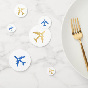 Confettis Thème Voyage Gold Blue Avion Romantique Coeur
