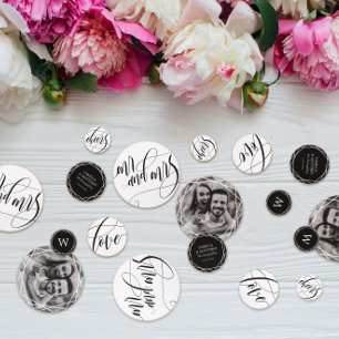 Confettis Tourbillonnant Calligraphie Mariage noir et blanc