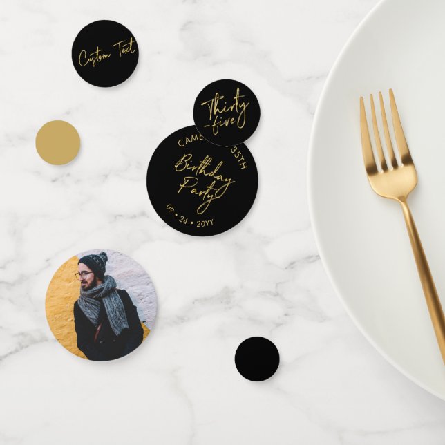 Confettis Trente-Cinq | Gold & Black 35th Birthday Party (Groupe)