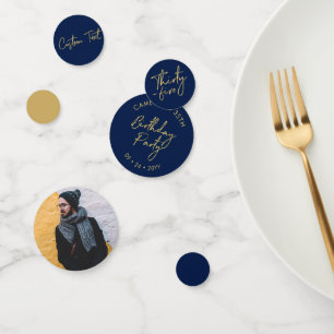 Confettis Trente-Cinq   Gold & Navy Blue 35th Birthday Party