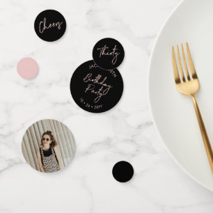 Confettis Trente   Moderne 30e anniversaire or rose et noir