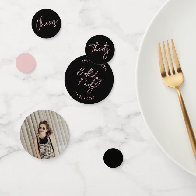 Confettis Trente | Rose Gold & Black Modern 30e anniversaire (Groupe)