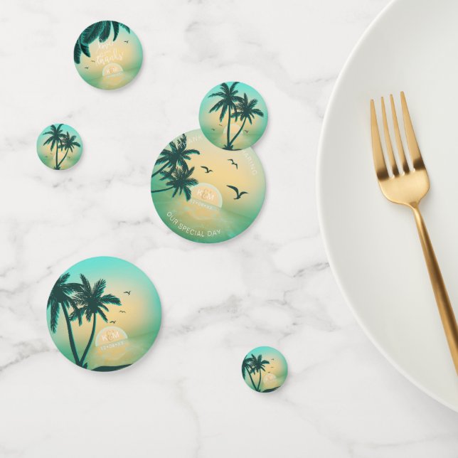 Confettis Tropical Isle Sunrise Mariage Turquoise ID581 (Groupe)
