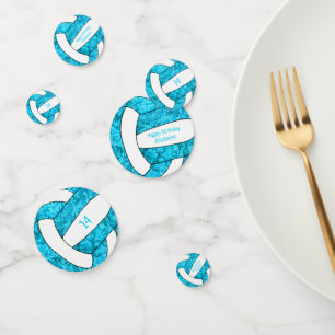 Confettis turquoise bleu filles volleyball anniversaire