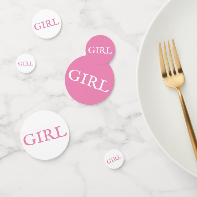 Confettis Typographie de fille Baby shower rose bébé fille (Groupe)