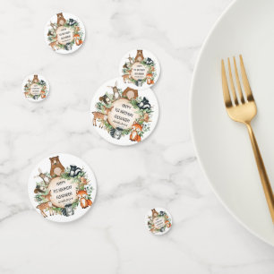 Confettis Végétation Forêt Boisée Animaux Bébé 1er anniversa