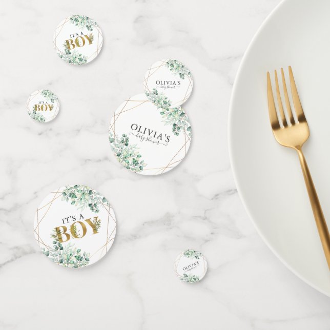 Confettis Vert moderne C'est un garçon Baby shower Eucalyptu (Groupe)