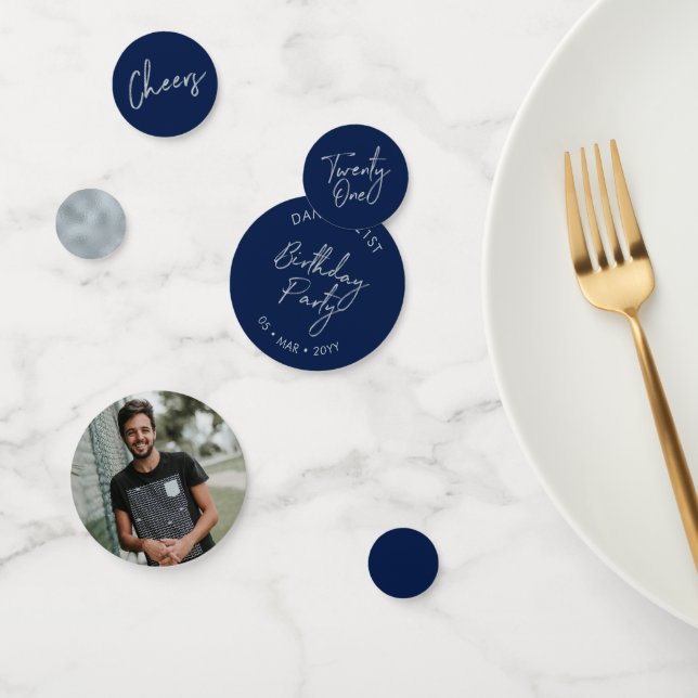 Confettis Vingt et un Argent et Marine Moderne 21e anniversa (Groupe)