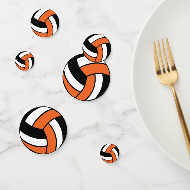 Confettis Volley-ball orange, noir et blanc (Groupe)