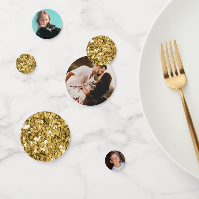 Confettis Vos propres photos Wedding shower Gold personnalis (Groupe)