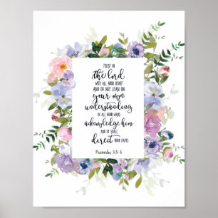 Confiance dans le Seigneur affiche florale