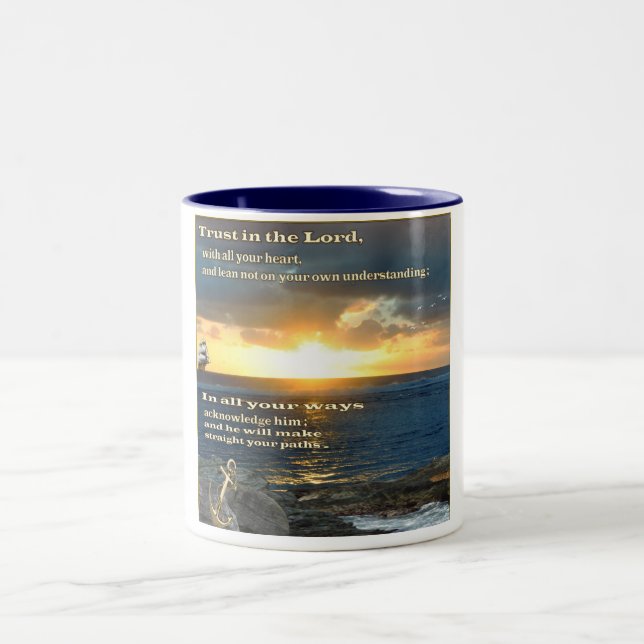 Confiance dans le Seigneur proverbes 3:5-6 mug (Centre)