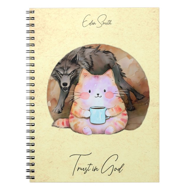 Confiance en Dieu - Carnet personnalisé Cat Coffee (Devant)