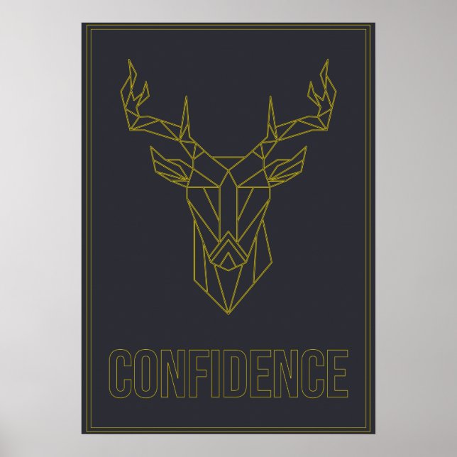 Confidence affirmation poster of origami deer (Front)
