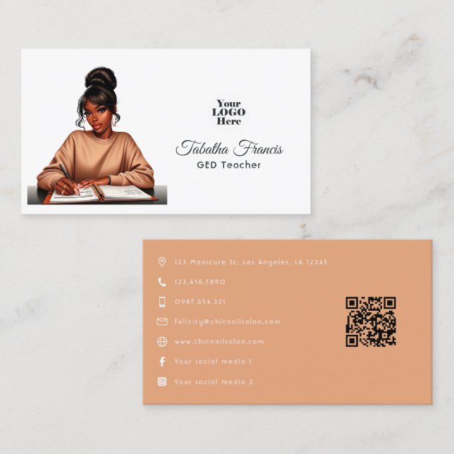 Confident Afro Black Woman Boss Empowerment Art Business Card (Front/Back)