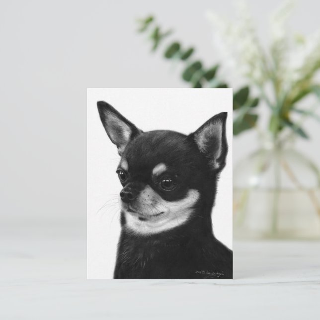 Confident Chihuahua Expression - Hand Painted Postcard (Standing Front)