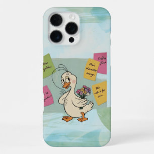 Confident Duck with Motivational Sticky Notes  iPhone 16 Pro Max Case