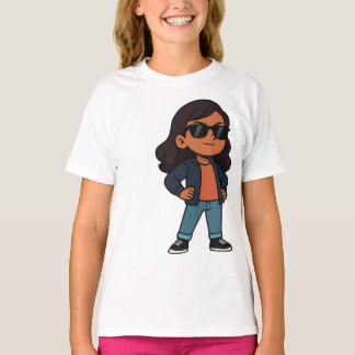 Confident Little Girl in Streetwear – Bold GIRL T-Shirt
