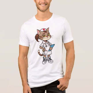 Confident Nurse Cat – 90s Cartoon Style Tri-Blend Shirt